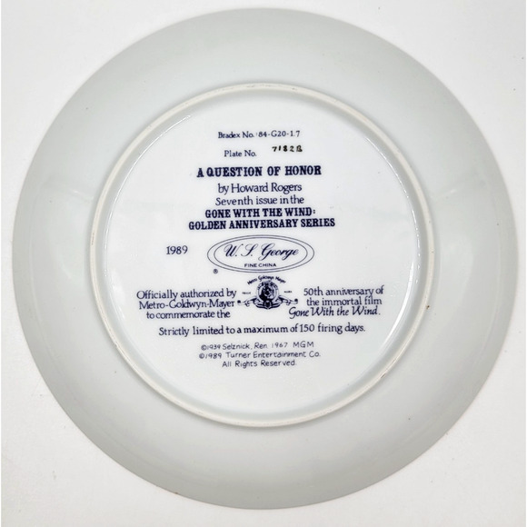 Gone With The Wind Collector Plate "A Question of Honor" 1989 With Box Scarlett - Picture 5 of 7